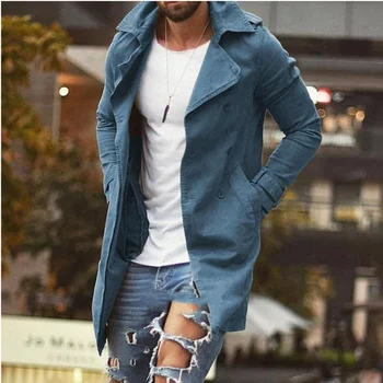 Мъжко палто със Средна дължина Приталенная Ветровка Големи Размери Мъжки Ежедневни яке