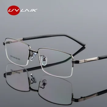 UVLAIK Рамки За Очила От Титанова Сплав, Мъжки Бизнес Рамки, Рамки За Очила, Мъжки Прозрачни Оптични Очила За Късогледство, Предписани Очила