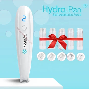 Професионален Инструмент за грижа за кожата с Автоматичен Апликатор Hydra Pen H2 Microneedling Pen - Домашен Комплект за лична Употреба, с Касети