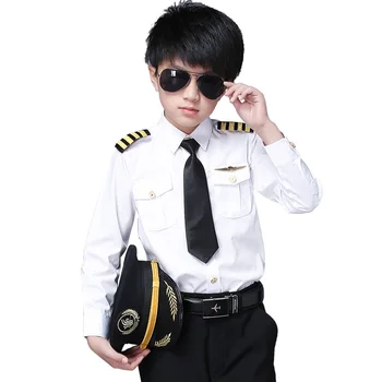 Нови Постъпления, Бялата Униформа на Пилот на Авиокомпанията С Къс Ръкав За момчета, Модни Приталенная Черни работни Дрехи, бебешки Дрехи за шоуто