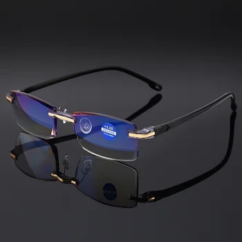 2022 без рамки Квадратни Очила за Четене за Мъже и Жени с Анти-Синя светлина, Компютърни очила, Далечен Мерник, Очила за Четене при Пресбиопия, Женски