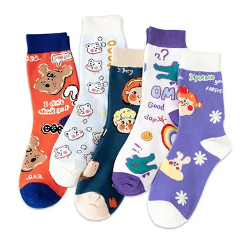 Забавни и Сладки Чорапи-тръба с Шарени Сладки момичета от Картун Ins Tide в стил Колеж, Корейската версия на Дъгата цвят Карамел