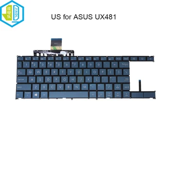 Клавиатура с Подсветка за лаптоп на САЩ За ASUS ZenBook Pro Duo UX481 UX481F UX481FL UX481FA Английски Клавиатура Сини Шапки 0KNB0-5622US00