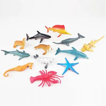 24 различни случайни 4 бр. мини моделиране на малки морски животни подводен свят на делфин, акула модел на детски образователни играчки