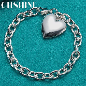 CHSHINE Проба 925 Сребърен Лъскав Гривна С Отложено във Формата На Сърце За Жени, за Сватба Парти, Модни Бижута