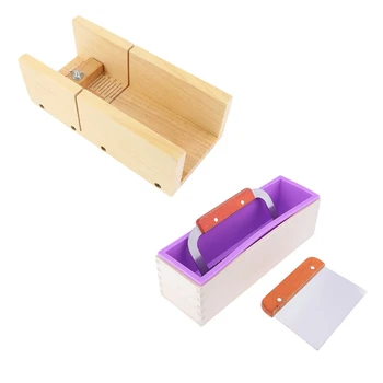 Един калъп сапун силикон дървена кутия 4x прави с прессформой вырезывания джолан сапун