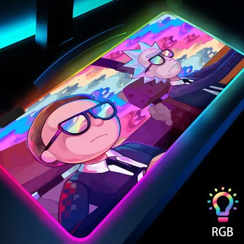 Рик Morty Led RGB Голям Аниме Подложка за Мишка и клавиатура с Подсветка, Офис Аксесоари, Страхотни Неща за плот 800 × 300