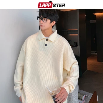 LAPPSTER Harajuku Корейски Модерен Вязаный Пуловер 2021 Зимните Пуловери Реколта Извънгабаритни Графични Пуловери Обикновен Дебел Пуловер
