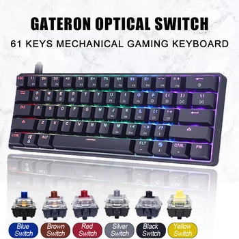 Онази Попълнил Механична Клавиатура GK61 61 Клавиш RGB Gateron Оптичен Превключвател, С възможност за гореща замяна Type-C Жични Клавиатура Игри За PC