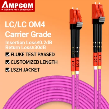 AMPCOM OM4 LC-LC UPC оптичен Пач кабел мулти-режим Двухшпиндельный фондове на паричния пазар като 50 / 125μm Хм 40 Gbit/ с Нечувствително към Извивката на оптичен кабел 2,0 мм