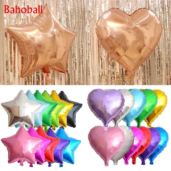 Нови 18-инчови алуминиеви топка от розово злато със звезда и сърце, детски рожден ден, на булката и младоженеца, сватбена украса, балони балони