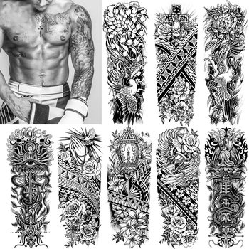 Използвана Фалшива Татуировка на Европейската и Американската Черно-Бялата Голяма Ръка Ръкав Боди-Арт Водоустойчив Временни Татуировки Етикети