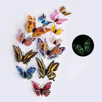 12 бр./компл. 3D Светещи стикери за стена с Пеперуди, Светещи в Тъмното, Стикер на Стената, на Магнитен Стикер, Прозорец на стаята, Домашен декор