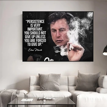 Илон Рийв Маск Плакат Вдъхновяващи Цитати Картина на Най-Богатия човек в света Платно Стенни Картини за Декорация на Дома Стая