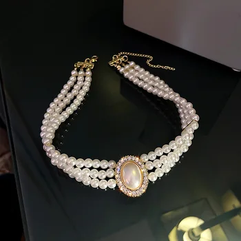 SHANGZHIHUA Елегантен лек луксозен клуб перла яка, нова тенденция, 2021, бижу модно дамско колие, подарък за парти