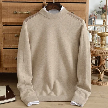 Половината turtlenecks чист вълнен пуловер мъжки кашмир трикотажная долна риза зимни дебели топъл пуловер с яка casual