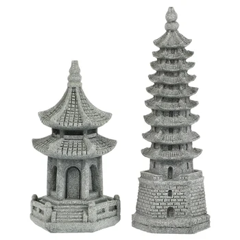 Пагода Кула Градина Мини Статуя Открит Декор Миниатюрен Фенер Дзен Скулптура Азиатски Статуетки На Каменен Орнамент Японската Фея