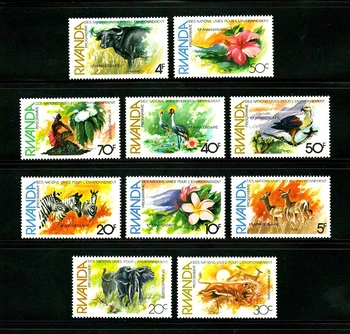 Пощенска марка на Руанда, 1982, Организацията на Обединените Нации, Цвете и Аниамл, Събиране на марки, Истински оригинален, Колекция в добро състояние