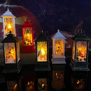 Весела Коледа Светещ Малка Вятърна Лампа Настолна Декор Коледно Дърво Декор За Домашна Сцена Коледна Украса Навидад