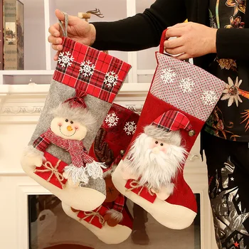 Коледен Отглеждане Големи Коледни Подаръчни Пакети за Декорация на Камината Чорапи нова година Притежателя Бонбони Коледна декорация за Дома