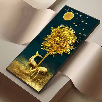 GATYZTORY 60x120 cm Картината на номерата На Златното дърво и Елена Фигура На Платното Ръчно Рисувани Картини с Номера Комплекти За дома