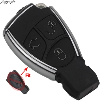 Jingyuqin Умен Автомобилен Ключ във формата На Миди За Mercedes Benz B, C, E, ML, S CLK SLK CL GL Хромиран Държач на Батерията Авто Дистанционно Ключодържател 3 Бутона