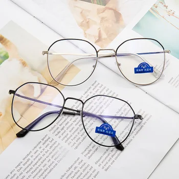 Vintage слънчеви Очила За Очи Анти-Синя светлина Очила, Прозрачни Полигональные Метални Рамки Оптични Очила Ретро Женски Мъжки Точките