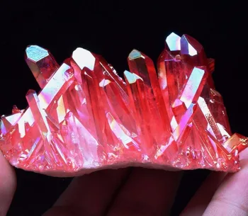 140-180 грама TOP PRETTY RED FLAME АУРА Quartz Crystal акупресура изцеление на клъстера